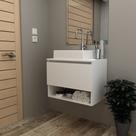 Balcão Gabinete Suspenso para Banheiro 60cm com 1 Porta e Nicho BN3606 Balcão Gabinete Suspenso para Banheiro 60cm com 1 Porta e Nicho BN3606