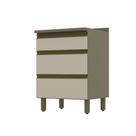 Balcão Gaveteiro 60cm com Tampo 3 Gavetas Connect Henn - Duna/Cristal