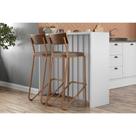 Balcão Ilha Cozinha Gourmet Bella 2613 120cm e 2 Banquetas 1747 Branco - Rose/Areia/Caramelo - Carraro