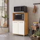 Balcão Isis Micro e Forno 2 Portas Freijó/Off White Cristal - Nicioli