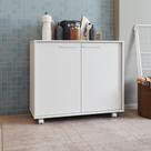 Balcao Lavanderia 2 Portas 1 Prateleira 4 Pés Rodízios Mdp 12Mm - Branco
