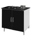 Balcao Luanda p/ cooktop 4 bocas cor Bra / Pre / Marmorizado