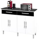 Balcao Madri Plus Branco Pret / Marm com 2 gavetas + 4 portas