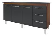 Balcao moblis diana 1,50cm 3p 3gav savana/preto com tampo Balcao moblis diana 1,50cm 3p 3gav savana/preto com tampo