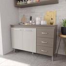 Balcão Modulado Para Cozinha Com Tampo Fidelitá Paris 120 Cm 2 Portas 3 Gavetas Nogal/Salinas Balcão Modulado Para Cozinha Com Tampo Fidelitá Paris 120 Cm 2 Portas 3 Gavetas Nogal/Salinas