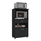Balcão Multimóveis Multiuso Forno E Microondas Branco Ref. 4060g 2 Portas E 1 Gaveta - Preto Preto