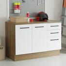 Balcão Multiuso 120cm 2 Portas 3 Gavetas Rustic/Branco