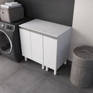 Balcão Multiuso 30 cm MDF Branco Fosco com Tampo, Linha Modular para Cozinha e Lavação, Entregue Montado