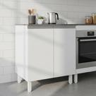 Balcão Multiuso 70 cm MDF Branco Fosco com Tampo, Linha Modular para Cozinha e Lavanderia, Puxador Perfil, Entregue Montado