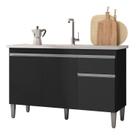 Balcão Multiuso Gabinete Tatiane 120cm 3 Portas Sem Tampo - Preto
