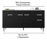 Balcão Multiuso Gabriela 150cm Preto Sem Tampo Ajl Móveis