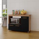 Balcão Multiuso Liza 114m 3 portas com Nicho Para Forno/Microondas - Savana/Preto Móblis Balcão Multiuso Liza 114m 3 portas com Nicho Para Forno/Microondas - Savana/Preto Móblis