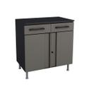 Balcão Multiuso p/Área Serviço Multibox Aço 2 Portas c/Chave e 2 Gavetas c/Tampo 80cm Preto/Cinza - Telasul