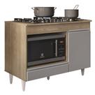 Balcão Multiuso para Cooktop 4 Bocas Georgia Castanho/Cinza - Lumil Móveis Balcão Multiuso para Cooktop 4 Bocas Georgia Castanho/Cinza - Lumil Móveis