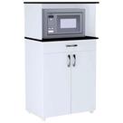 Balcão Multiuso para Forno/Microondas Carina Flex Branco/Preto - AJL Móveis Balcão Multiuso para Forno/Microondas Carina Flex Branco/Preto - AJL Móveis