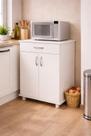Balcão Multiuso para Micro-ondas 302 Armário de Cozinha 2 Portas 1 Gaveta Branco