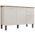 Balcão New Valencia 3 Portas 2 Gavetas Salleto Cor Branco