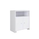 Balcão Organizador Multiuso com Mesa Recolhível e Rodízios Funcionale Branco Escritório Cozinha Balcão Organizador Multiuso com Mesa Recolhível e Rodízios Funcionale Branco Escritório Cozinha