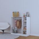 Balcão ou Arara em MDF Branco Closet Aberto com Prateleiras Laterais