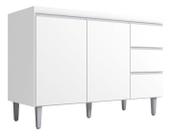 Balcão P/pia Andreia S/tampo 120cm 2 Portas 3 Gvtas - Branco