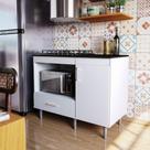 Balcão Para Cooktop 1,05m 5 Bocas 1 Nicho Com 1 Porta E Gaveta Turim