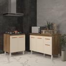 Balcão Para Cooktop 4 Bocas Fran e Armário Aline 118 cm Cozinha Gabinete Savana Off White com Tampo Tampão Balcão Para Cooktop 4 Bocas Fran e Armário Aline 118 cm Cozinha Gabinete Savana Off White com Tampo Tampão