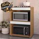 Balcão para cooktop 4 ou 5 Bocas forno e microondas Adriana Cor:AMÊNDOA/ PRETO