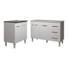 Balcão Para Cooktop 5 Bocas Fran Branco E Armário Bruna 118 Cm Cozinha Gabinete Branco Com Tampo Tampão Branco