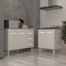 Balcão Para Cooktop 5 Bocas Fran Branco e Armário Bruna 118 cm Cozinha Gabinete Branco com Tampo Tampão Branco