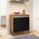 Balcão para Cooktop Andréia Armário de Cozinha Compacto 4 bocas 5 bocas Amendoa com Preto Balcão para Cooktop Andréia Armário de Cozinha Compacto 4 bocas 5 bocas Amendoa com Preto