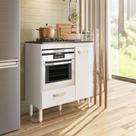 Balcão Para Cooktop e Forno Fit Com 01 Porta e 01 Gaveta Branco Balcão Para Cooktop e Forno Fit Com 01 Porta e 01 Gaveta Branco