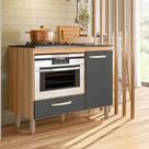 Balcão Para Cooktop e Forno Fit Com 01 Porta e 01 Gaveta Freijo Chumbo Balcão Para Cooktop e Forno Fit Com 01 Porta e 01 Gaveta Freijo Chumbo