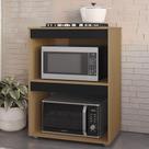 Balcão para Cooktop e Forno Microondas 75cm Adriana Amêndoa/Preto - Ajl Móveis Balcão para Cooktop e Forno Microondas 75cm Adriana Amêndoa/Preto - Ajl Móveis