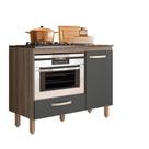 Balcão Para Cooktop Fit 1 Porta 1 Gaveta Carvalho nature/Chumbo - Nicioli