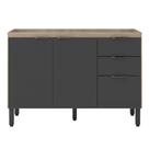 Balcão Para Cozinha 120cm 3 Portas 2 Gavetas Firenze SSX Multicoisas
