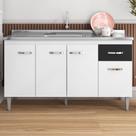 Balcão para Cozinha 3 Portas 1,50m Derby branco preto flex