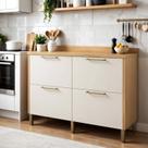 Balcão para Cozinha 4 Gavetas 120cm em MDF Nobre Bege/Cinamomo/Off White