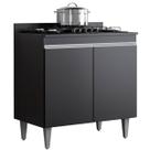 Balcão para Cozinha 80 cm com Tampo 2 Portas Elena Preto