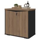 Balcão Para Escritório 74cm 2 Portas Rayly Nogal/Preto A06 - Mpozenato Balcão Para Escritório 74cm 2 Portas Rayly Nogal/Preto A06 - Mpozenato