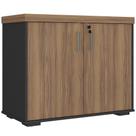 Balcão Para Escritório com Chave Office Multiuso Atria Executiva A02 Nogal Preto - Lyam Decor