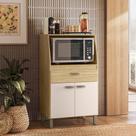 Balcão para Forno e Micro-ondas em MDF 15mm com 1 Gaveta e 2 Portas Amêndoa / Off White Balcão para Forno e Micro-ondas em MDF 15mm com 1 Gaveta e 2 Portas Amêndoa / Off White