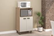 Balcão para Forno e Micro-ondas em MDF 15mm com 2 Portas Amêndoa/Off White