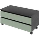 Balcão Para Gabinete De Banheiro 2 Gavetas Com Rodízios Mármore Lunar/verde Mar