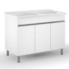 Balcão para Lavanderia 3 Portas 106cm com Tanque Duplo Amélia AJ Rorato