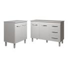 Balcão Para Microondas Ou Forno Branco E Armário Bruna 118 Cm Cozinha Gabinete Branco Com Tampo Tampão Branco