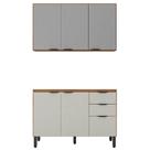 Balcão Para Pia 120cm Com Armário Aéreo 3 Portas Firenze Amêndola Touch Nude Tx - Demóbile