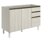 Balcao Para Pia 2P 3G 120cm MDF Kali 16417 Bianco Toq Bianco Toq Nicioli