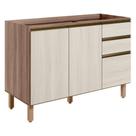 Balcao Para Pia 2p 3g 120cm Mdf Kali 16417 Carvalho Bianco