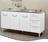 Balcão para Pia/Cozinha 160cm 3 Portas 3 Gavetas VR Moveis