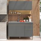 Balcão Para Pia E Armário Aéreo 120 Cm Line Gris Freijo